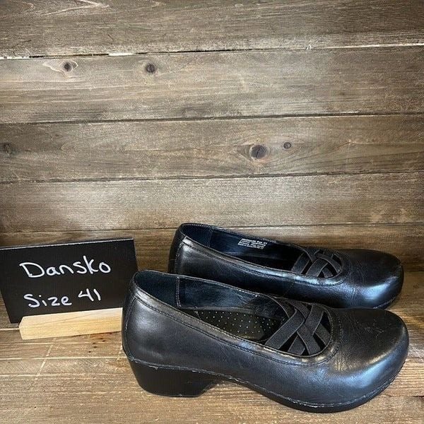 Womens Dansko Tilda Black Leather Pump Clogs Shoes Size EUR 41 US 10.5-11 M GUC