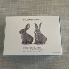 Williams Sonoma Pewter Bunny Salt & Pepper Shakers Silver EASTER