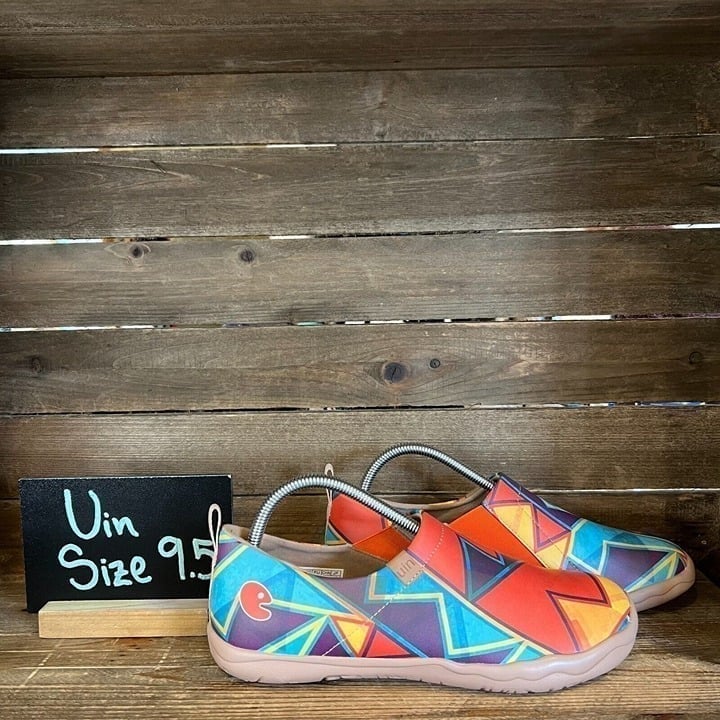 Womens Uin Multicolor Abstract Rubber Casual Comfort Loafers Shoes Size 9.5 M