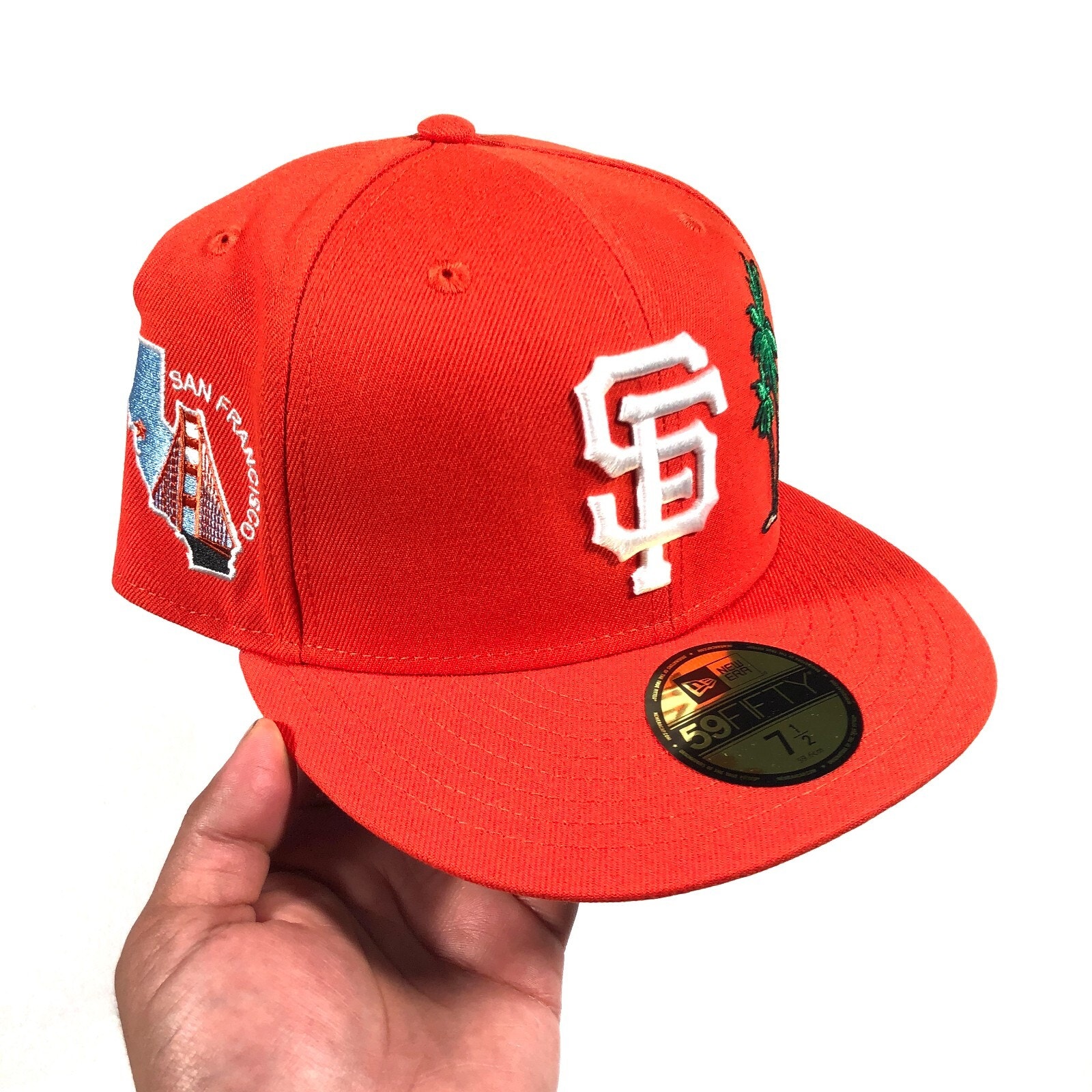 San Francisco Giants Orange Blue Palm Tree Sushi Fitted Hat Cap Size 7 1/2