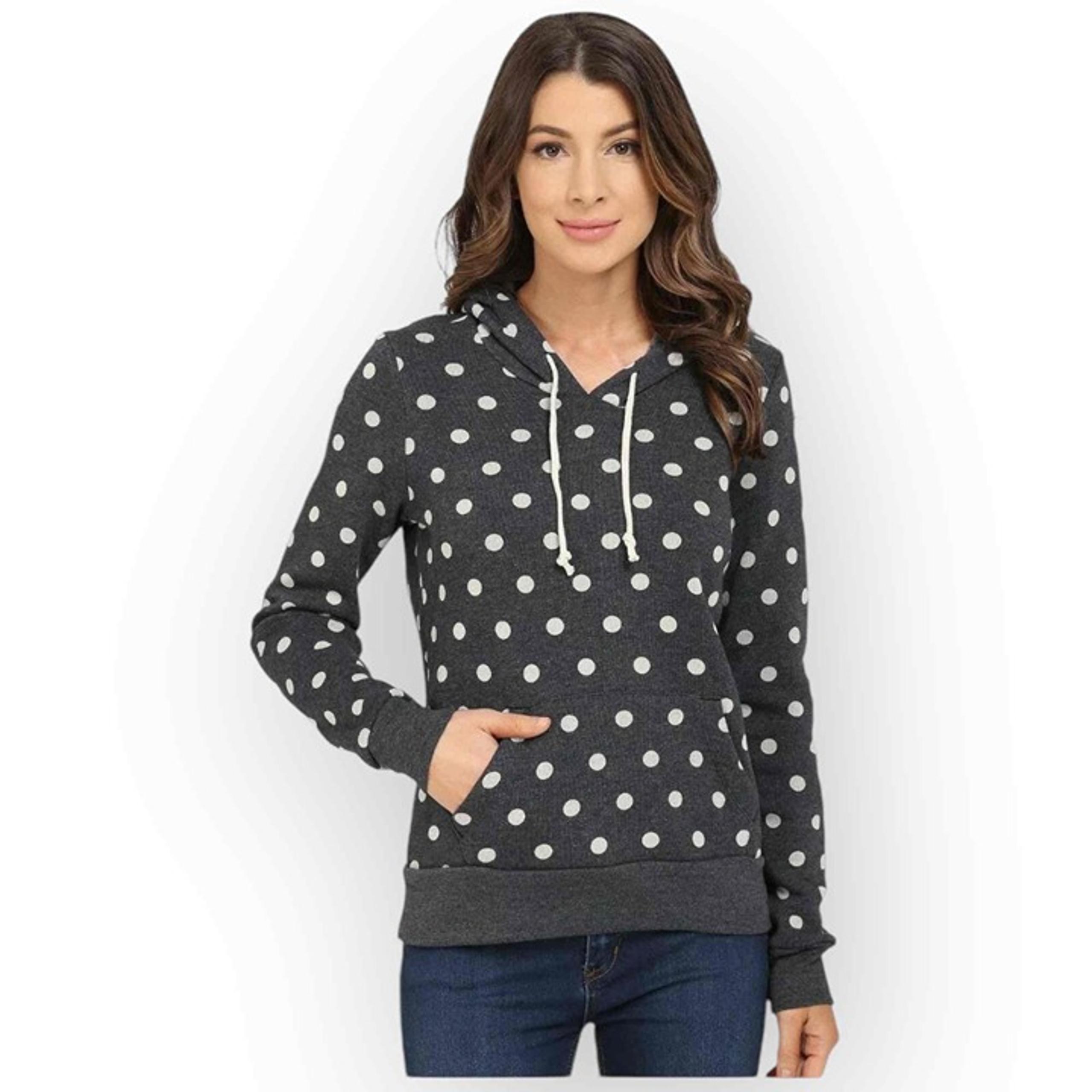 Alternative Women’s Athletics Hooded Pullover 9596 – Charcoal with White Dots XL