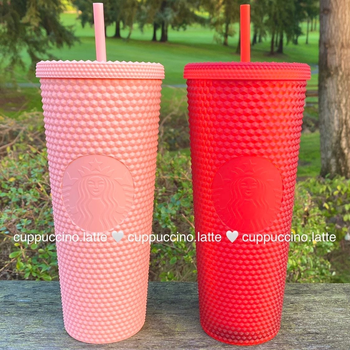 NEW SET of Starbucks Red & Pink Studded