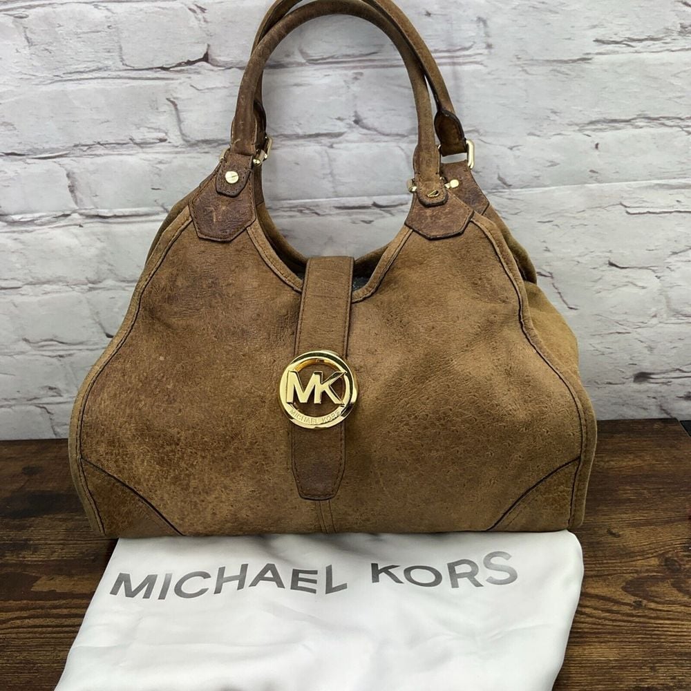 Michael Kors vintage Luxury Leather Ostrich Embossed Leather Shoulder Bag