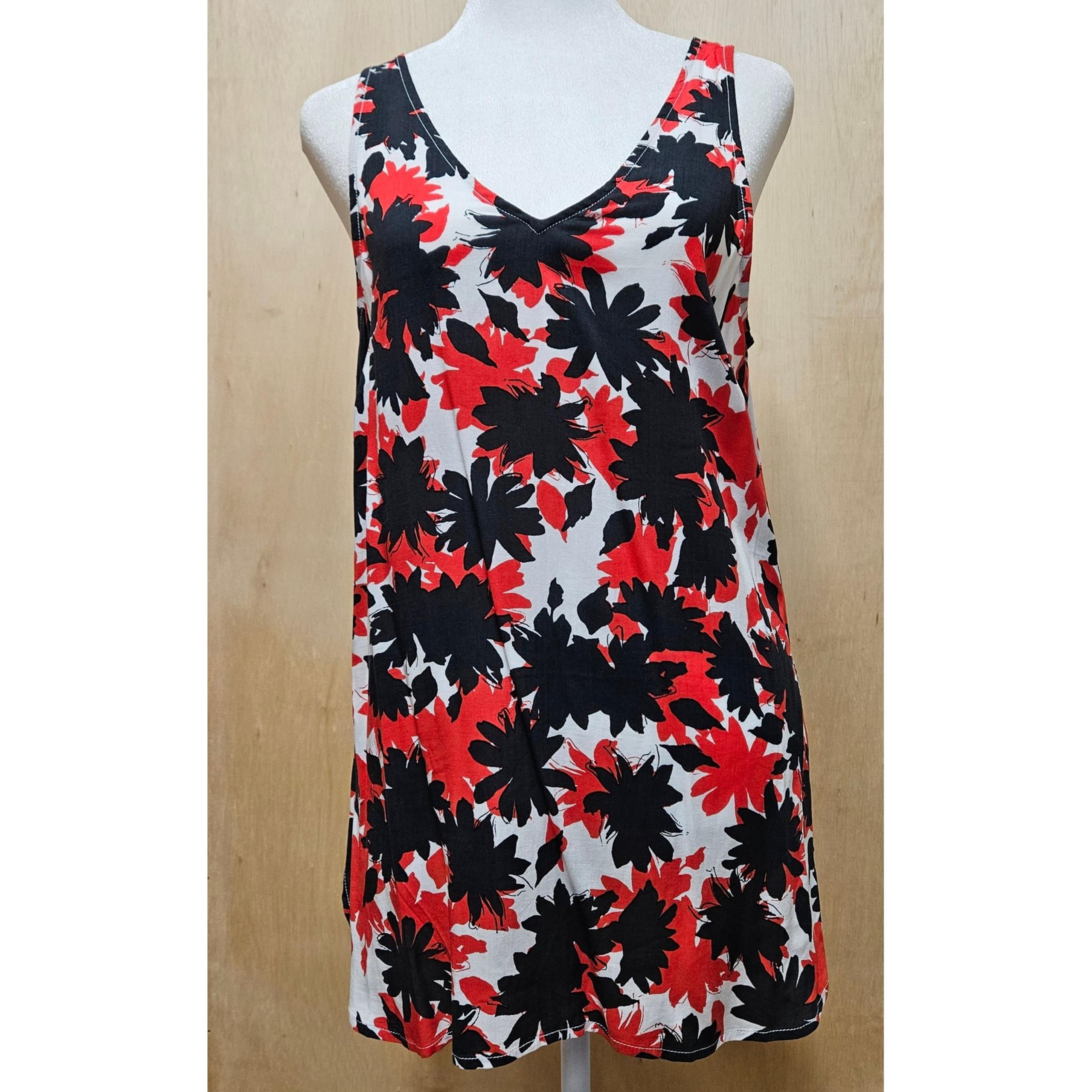 NWT Gap Red/Black/White Floral V-Neck Tank Top Size Medium