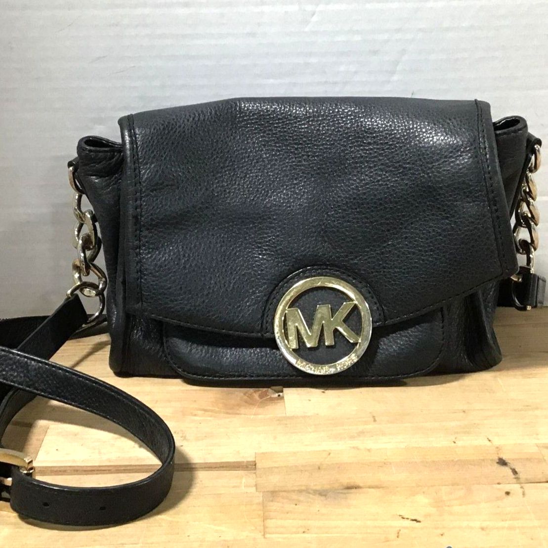 Michael Kors Fulton Black Leather Crossbody Handbag