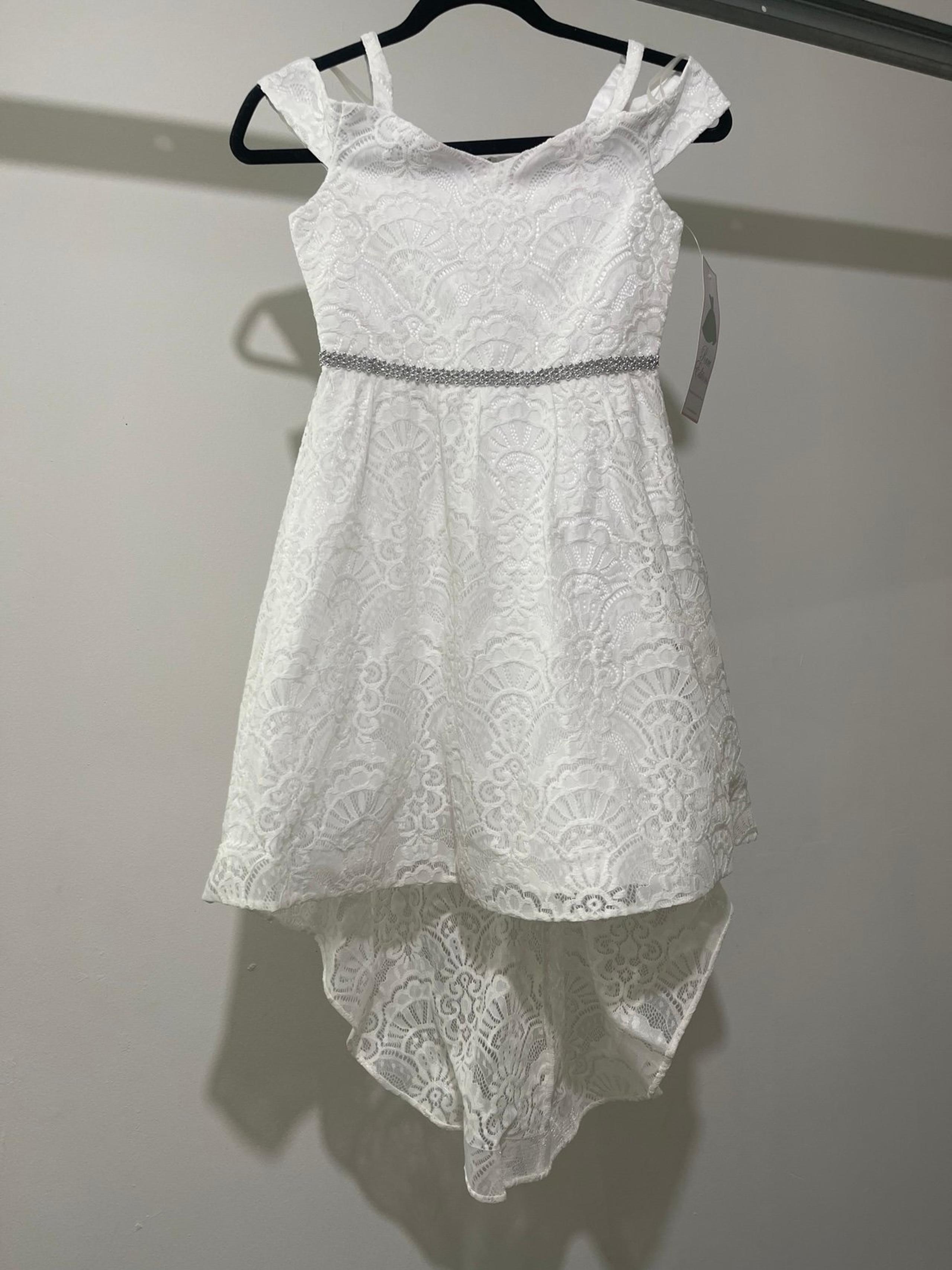 Girls Rare Editions White Asymmetrical Tiered Sundress