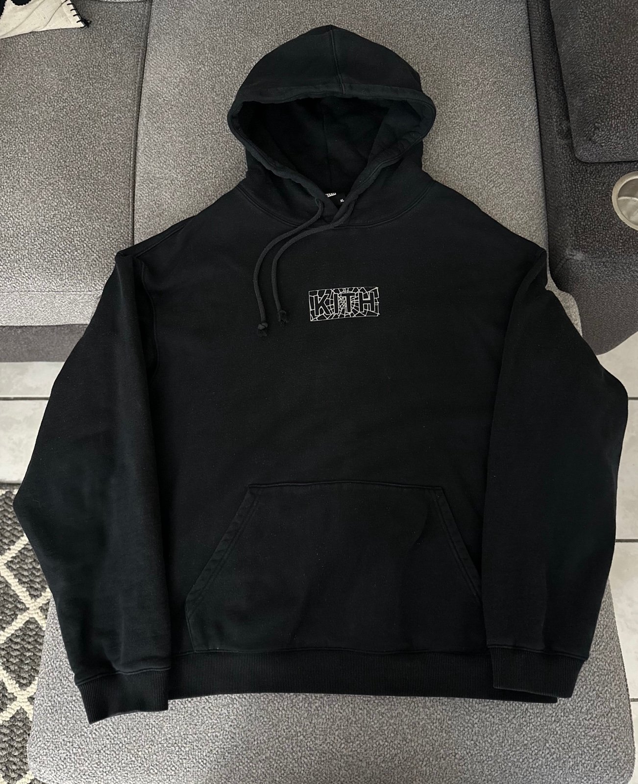 Kith x Spider-Man Web Logo Hoodie Black Size XL