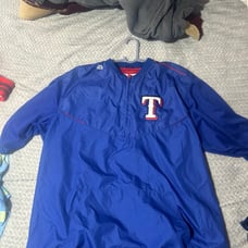 Majestic MLB Texas Rangers Training 1/2 Zip Cool Base Jacket Blue Vented 2T