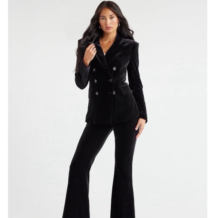 Sofia Vergara Women's Velvet Double-Breasted V-Notch Black Blazer NWT medium