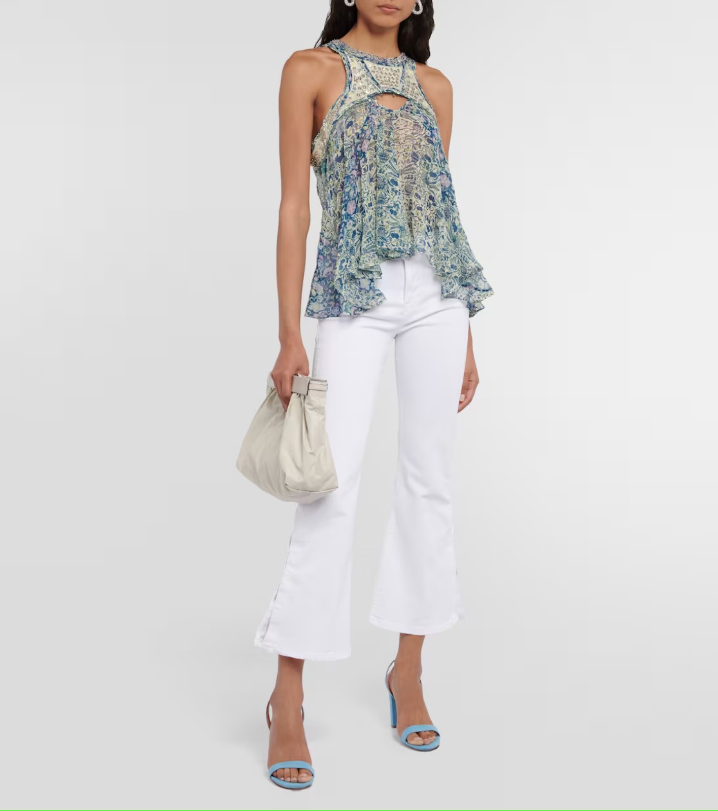 Frame Le Crop High Rise Flare Slit Jeans
