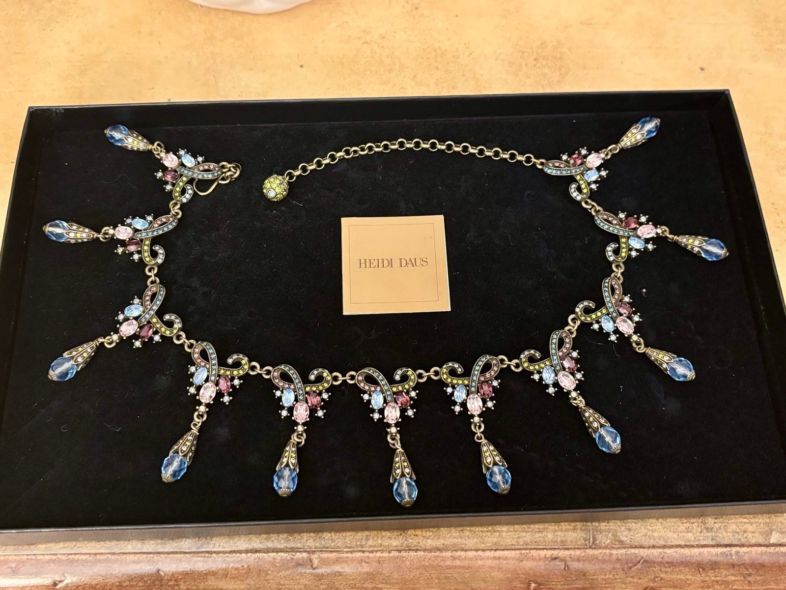 Heidi Daus Crown Jewel Dripping Shades of Blue, Lavender & Pink Necklace