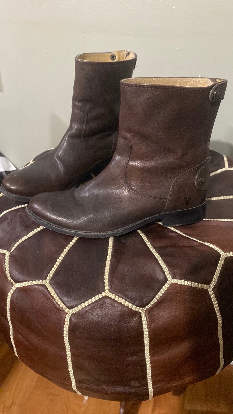 255 Frye Brown Leather Ankle Boots Womens Size 7.5 Rugged style