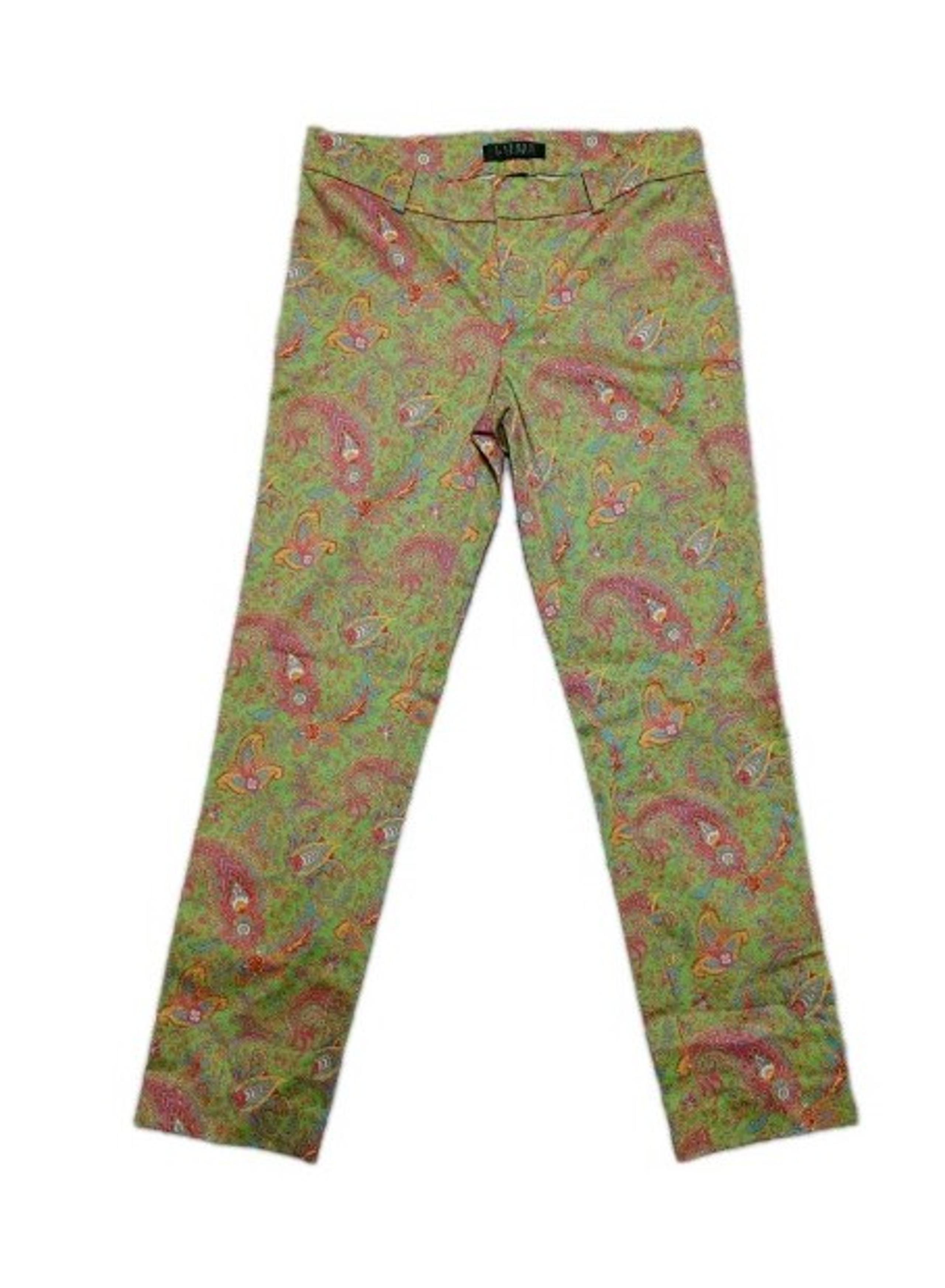 Lauren Ralph Lauren Petite Green Paisley Print Chino Pants Women's 2P Like New!