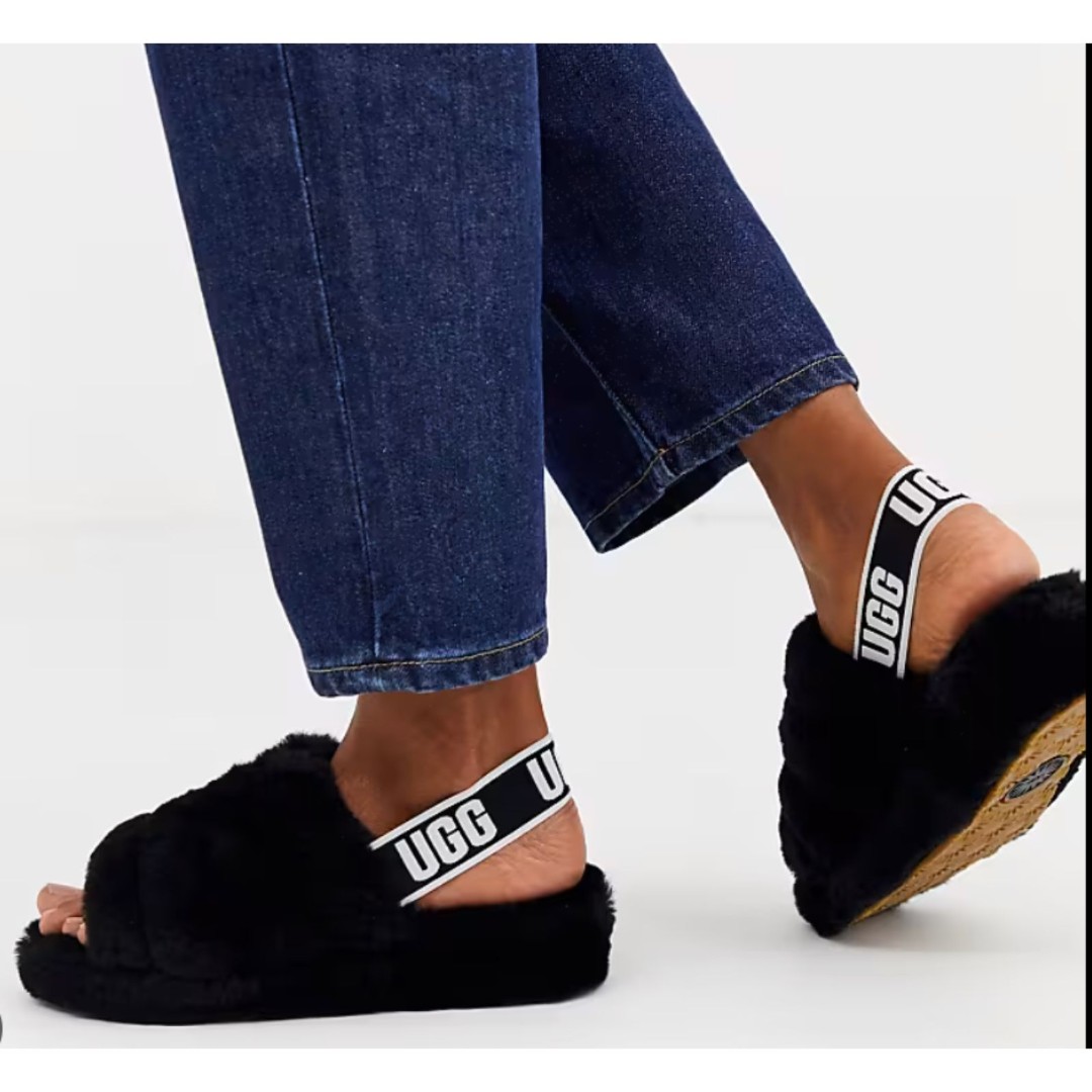 UGG Fluff Yeah slide flat sandals in black