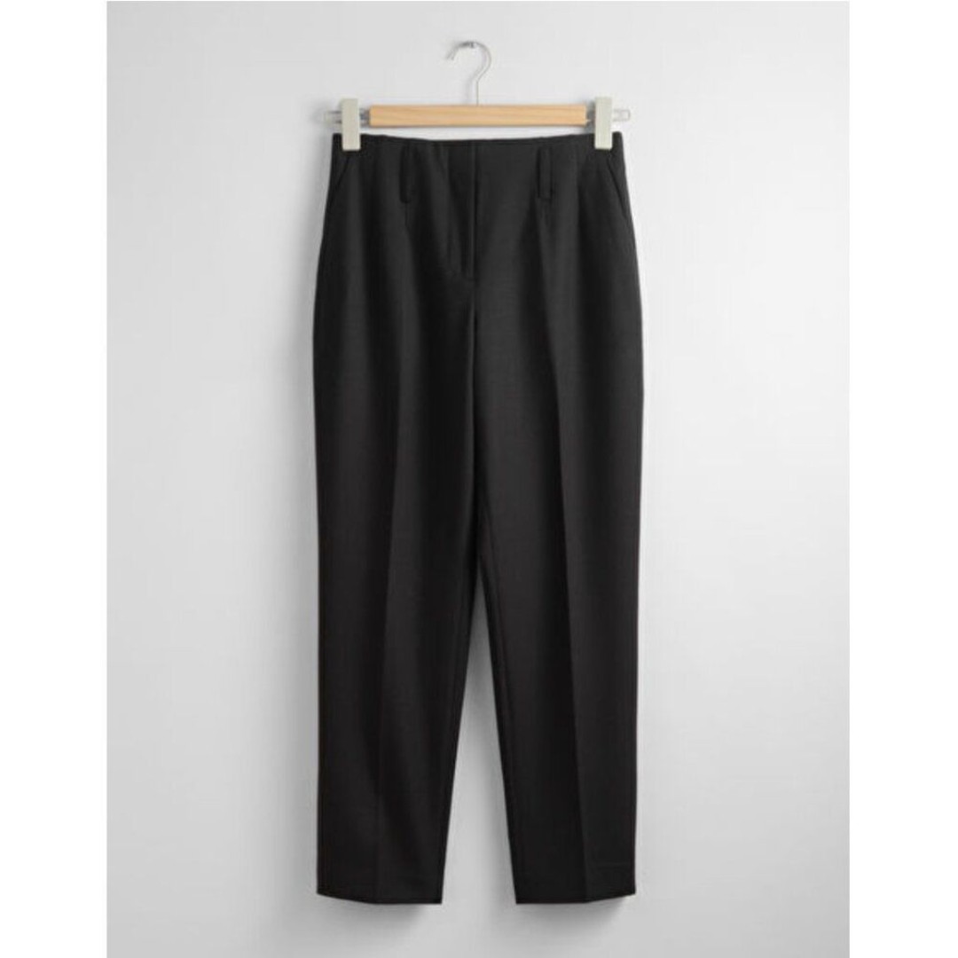 & Other Stories 100% cotton Cropped Straight Leg Trousers Black (size 6) office