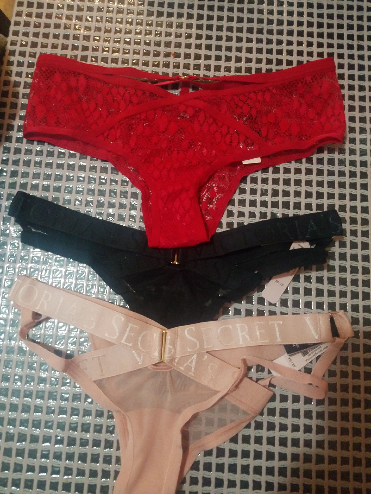 Set of 3 Victoria Secret women thong/string.Size XS