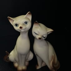 pair of Vintage Ceramic Siamese Cat figures