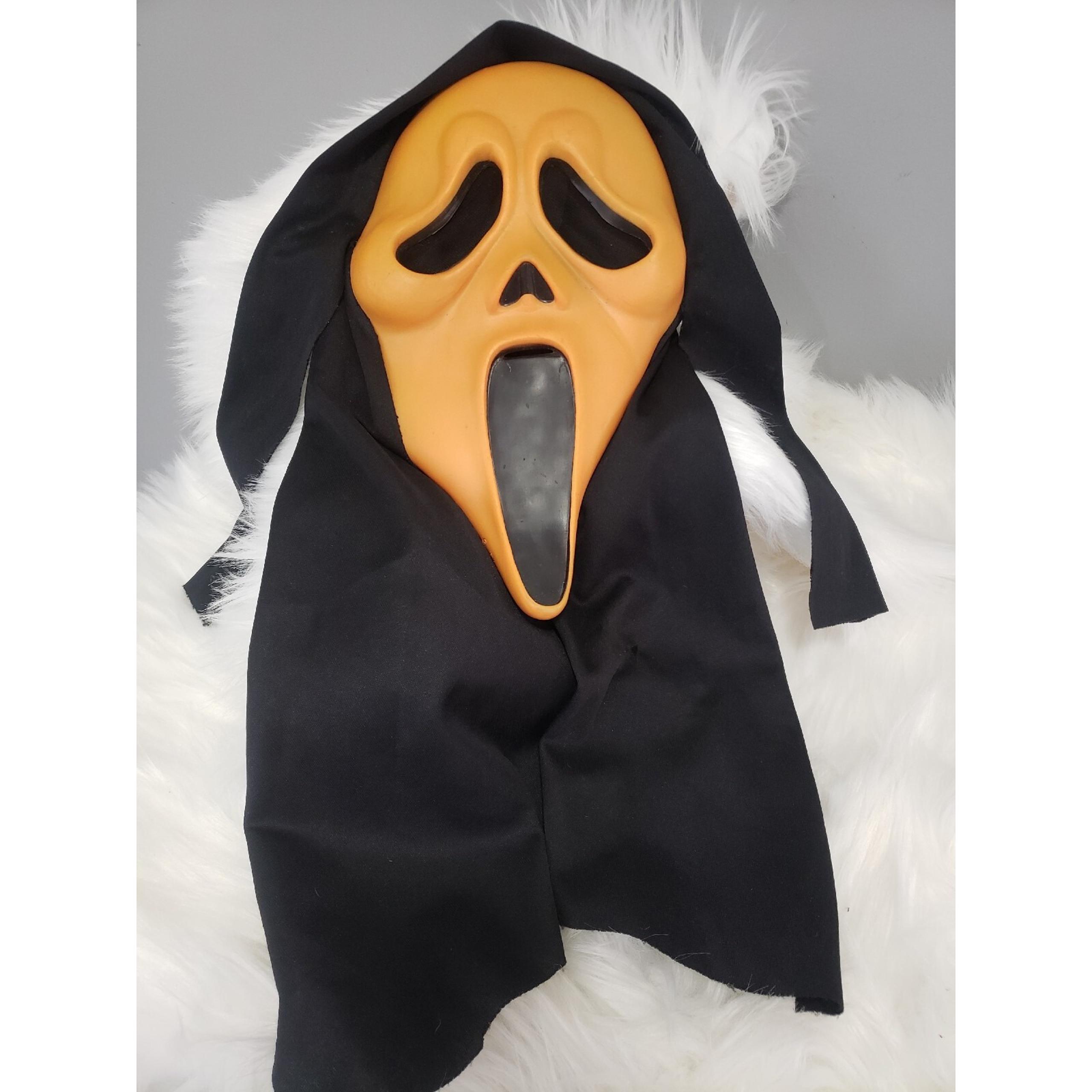 Vintage Easter Unlimited Orange Halloween GhostFace Mask Scream Fun World Rare