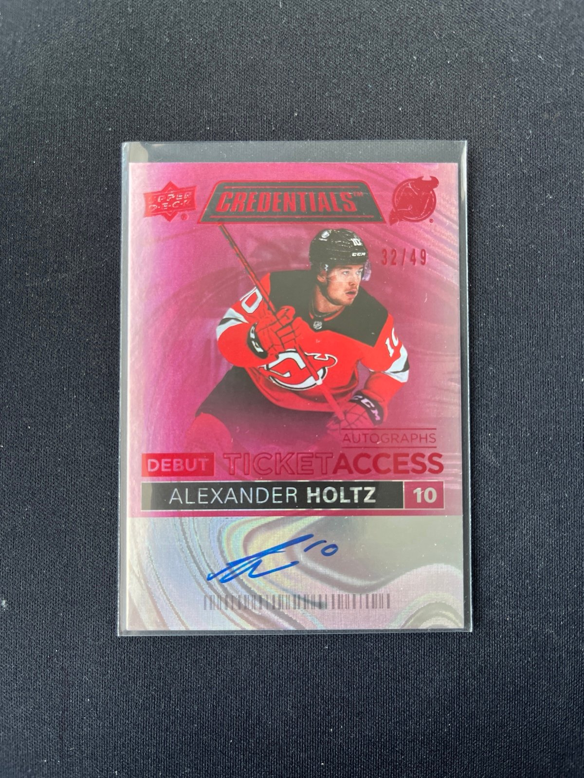Alexander Holtz Rookie Red Debut Ticket Access Auto #/49!