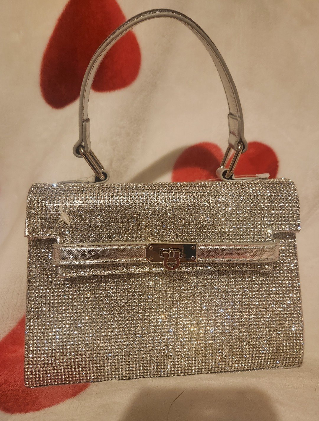 Dazzling rhinestone top handle satchel