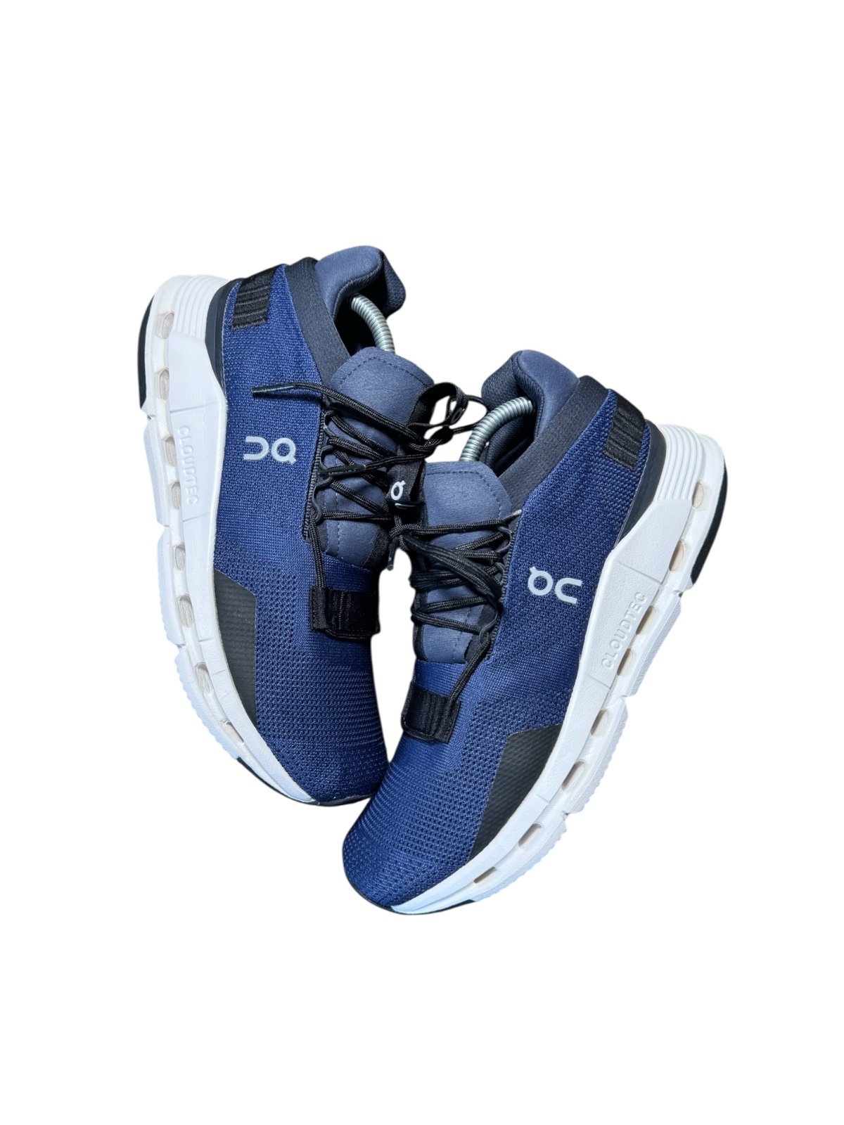 ON WOMEN'S 9.5 CLOUDNOVA Navy Blue White Running Walking Shoes