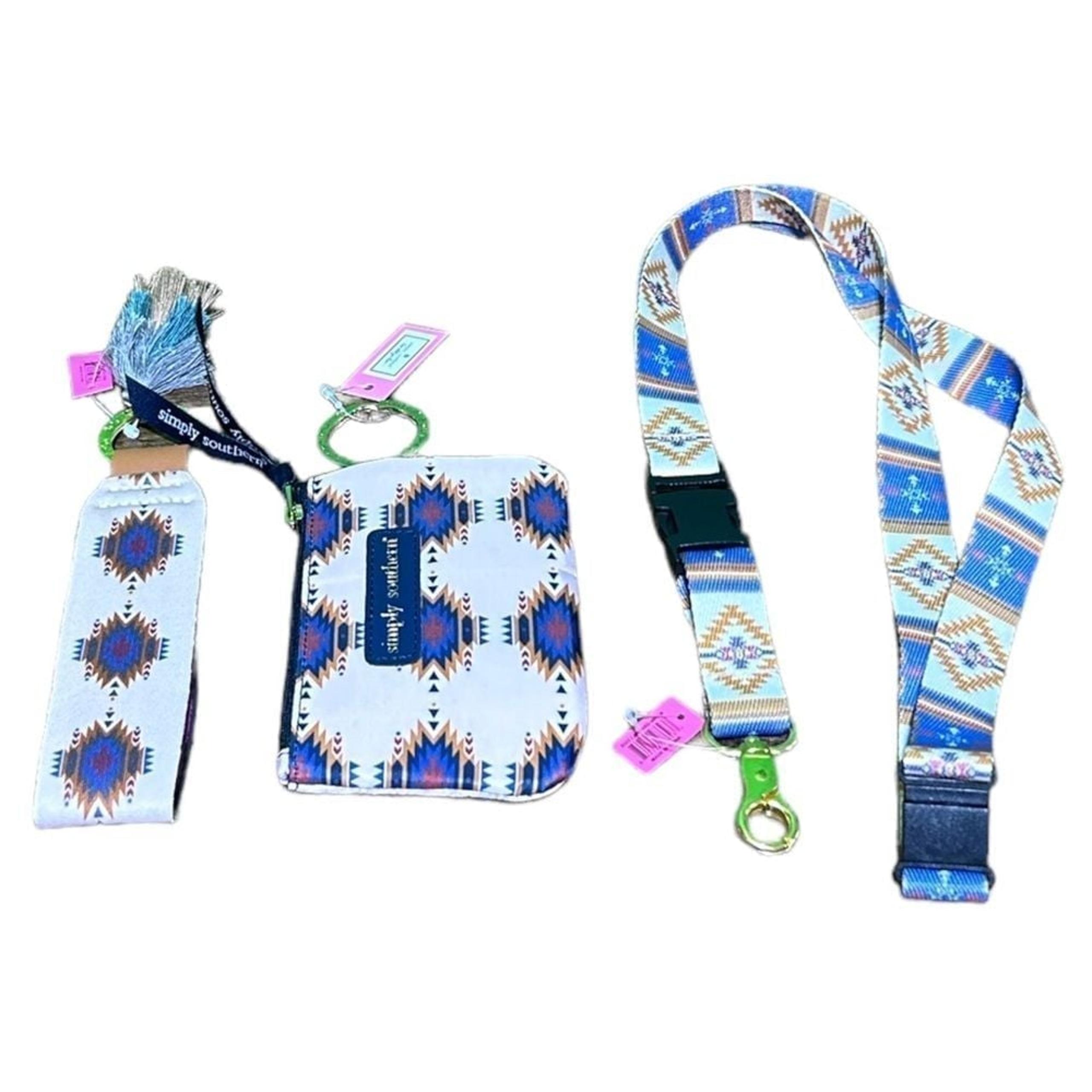 NWT Simply Southern Womens Keychain ID Wallet Lanyard Key Fob Tribal Print