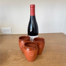 Earthworks Pottery Handcrafted Clay Wine Cups - Set of 3 - by Barbara Taylor