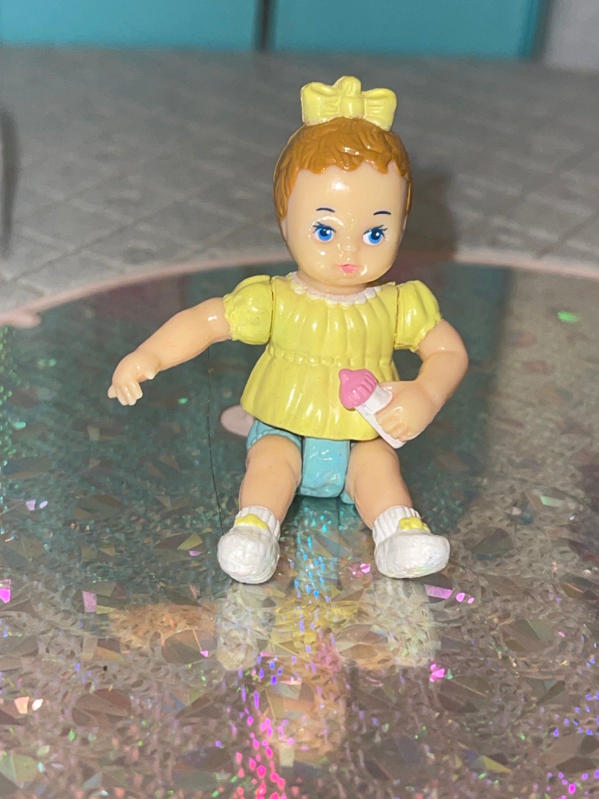 Yellow playskool baby red hair dollhouse rare!