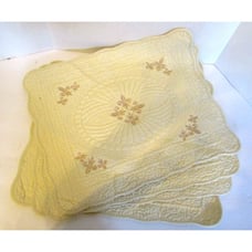 Donna Sharp Quilted Placemats Set of 4 Gold Embroidered Fleur-de-lis 15x18