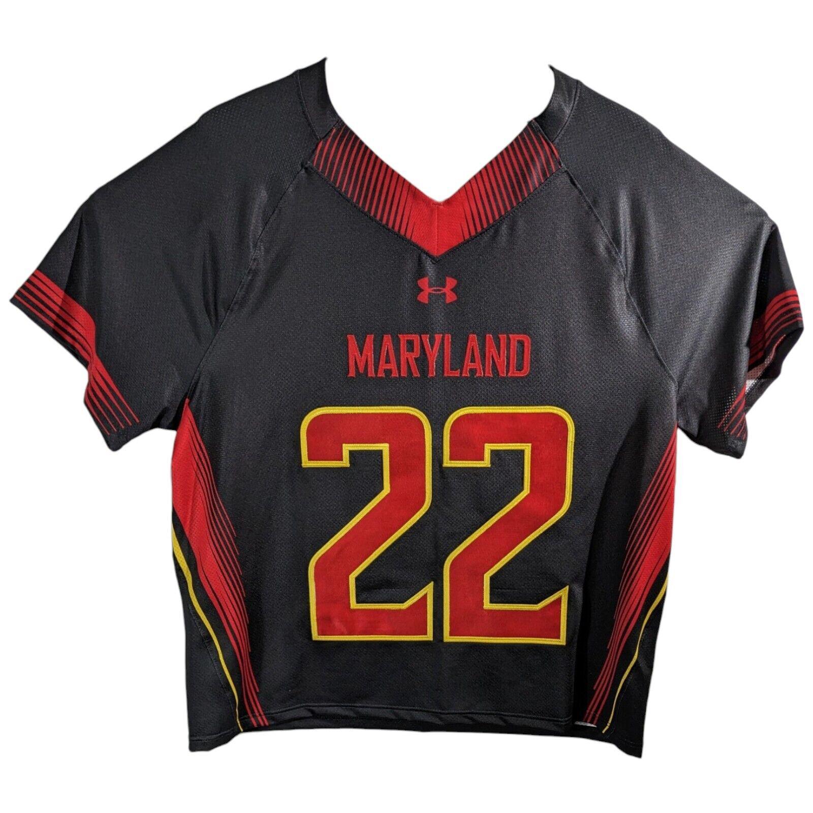 Maryland Lacrosse Shirt Mens Large Team Issued Terps Game Jersey Black #22