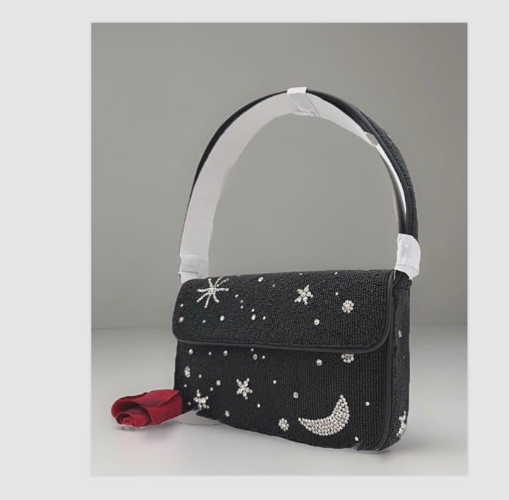 NWT Staud Tommy Star Moon Crystal Embellishments Bead Shoulder Bag-Starry Night