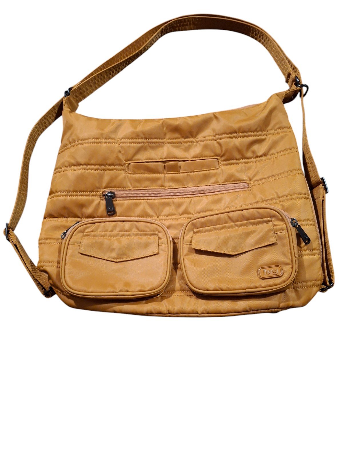 lug purses and handbags Backpack Medium Yellow Gold Zipup Water Resistant Y2k Di