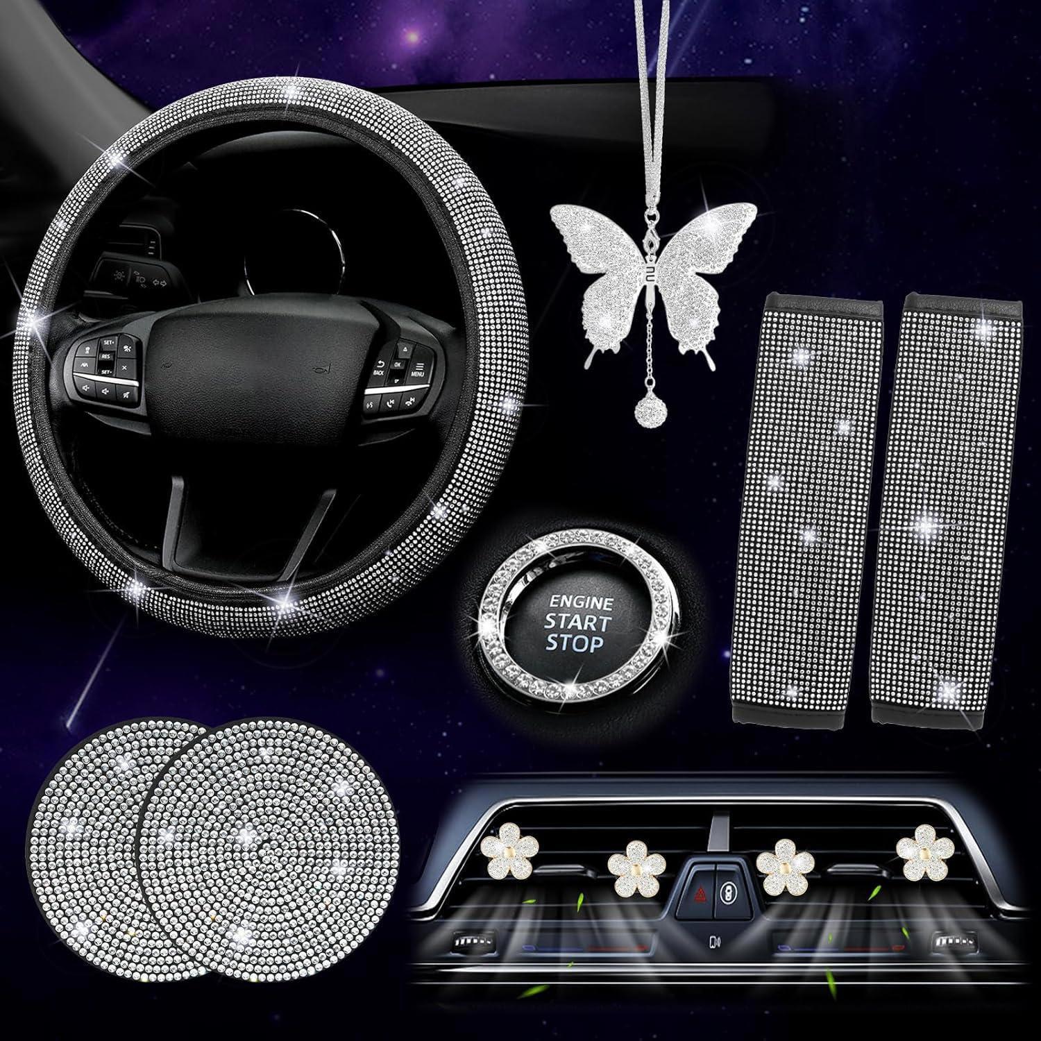 Sparkling 11-Piece Bling Car Accessories Set for Women