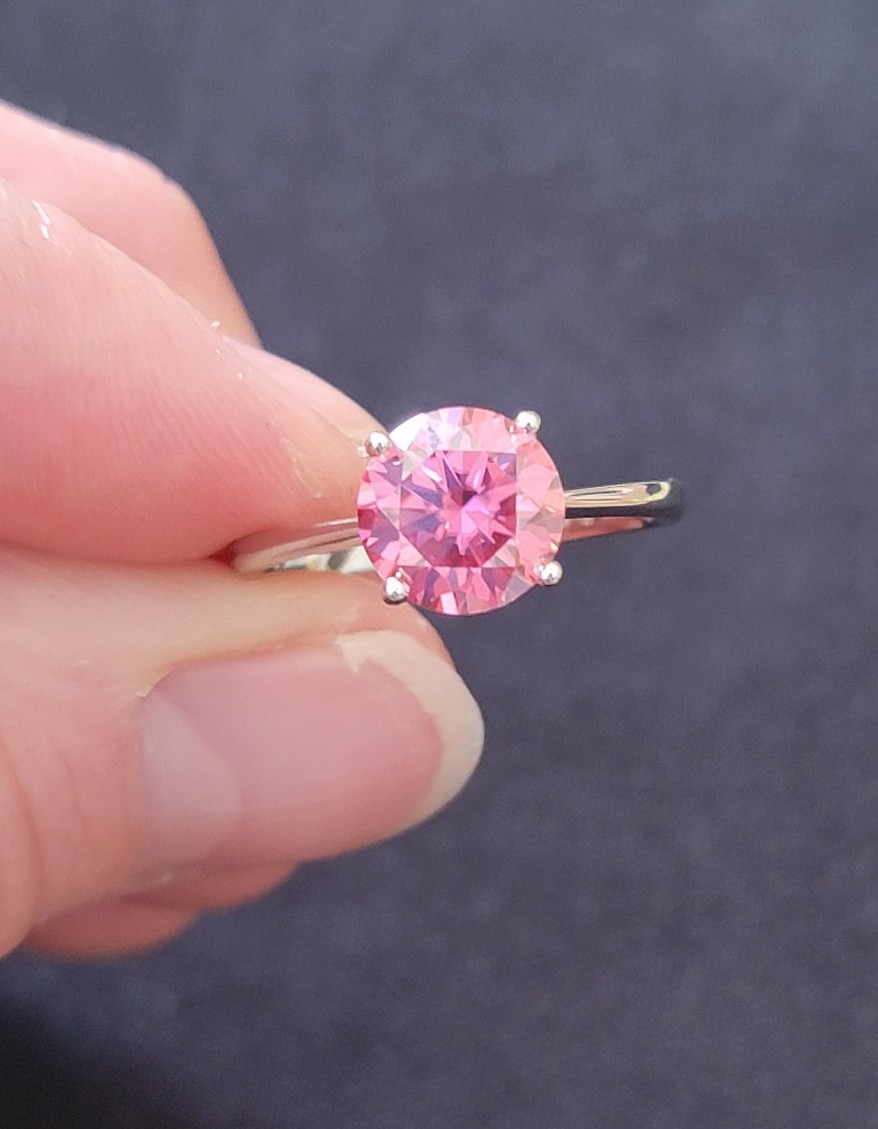 Pink moissanite ring