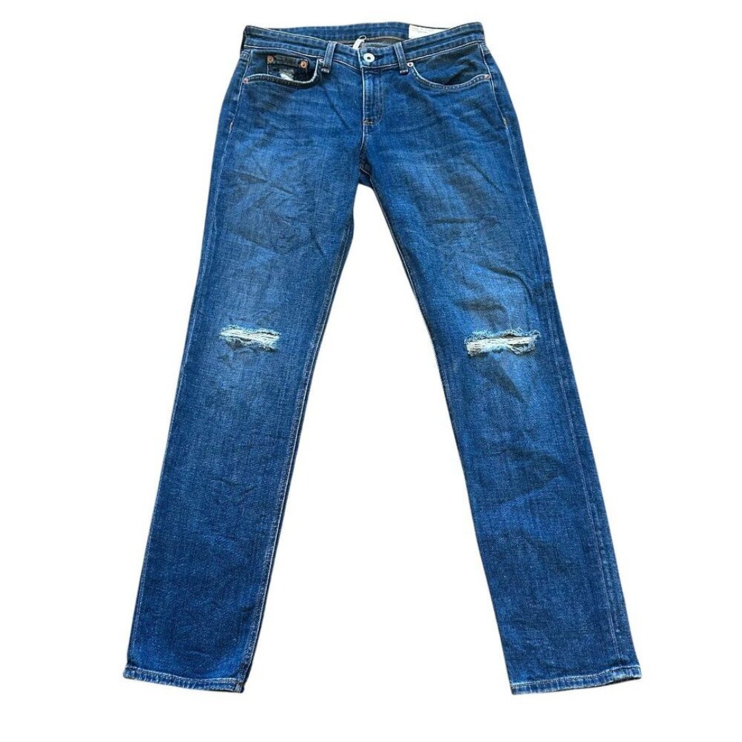 Rag & Bone Dre Low-Rise Slim Boyfriend Jeans Mission W/ Holes Size 26 Women's