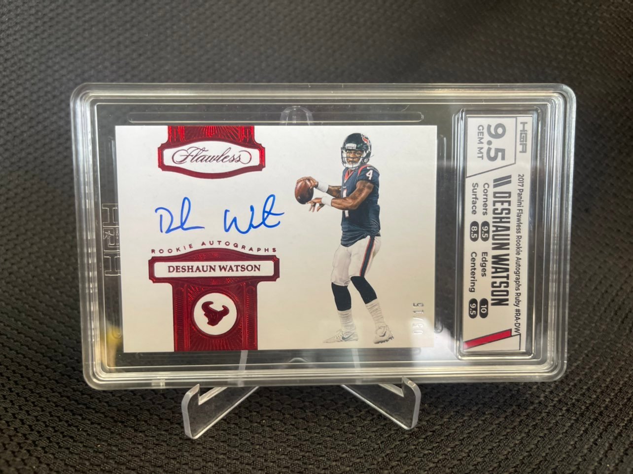 Deshaun Watson Flawless Ruby /15 Graded HGA 9.5 Rookie Card 2017