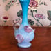 Vintage Victorian Bohemian Satin Glass Ewer Vase With Applied Flowers