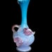 Vintage Victorian Bohemian Satin Glass Ewer Vase With Applied Flowers