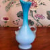 Vintage Victorian Bohemian Satin Glass Ewer Vase With Applied Flowers