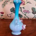 Vintage Victorian Bohemian Satin Glass Ewer Vase With Applied Flowers