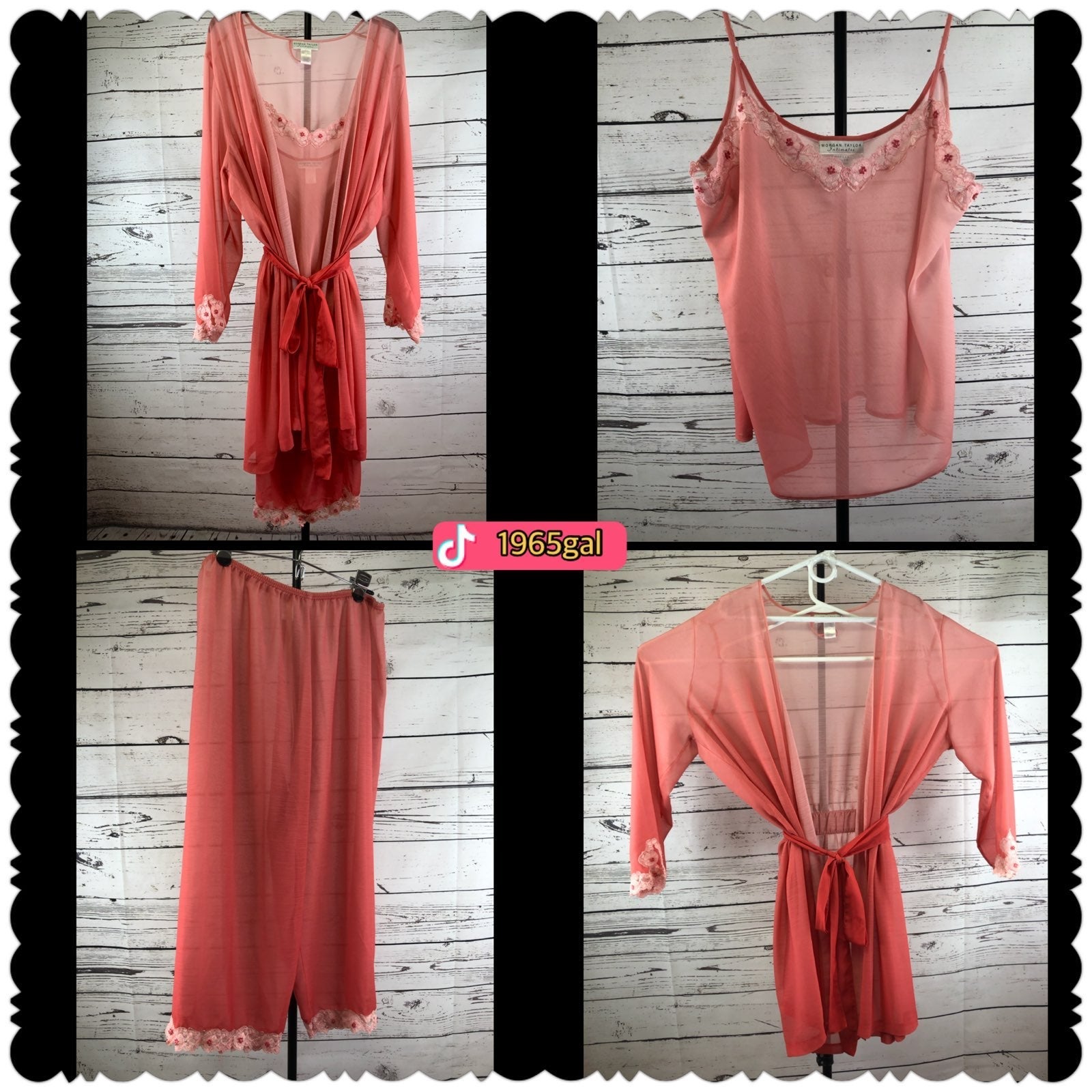 Morgan Taylor Intimates XL 3-Piece Pajama Set Ombré Coral Peach