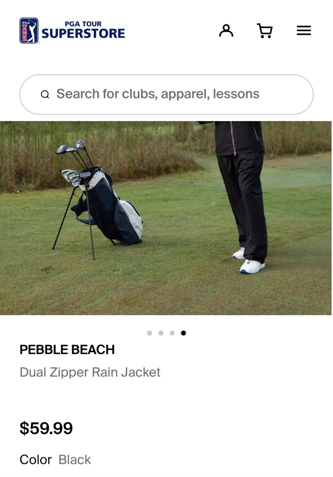 Mens Pebble Beach Zippered Golf/ Performance Rain Jacket Large