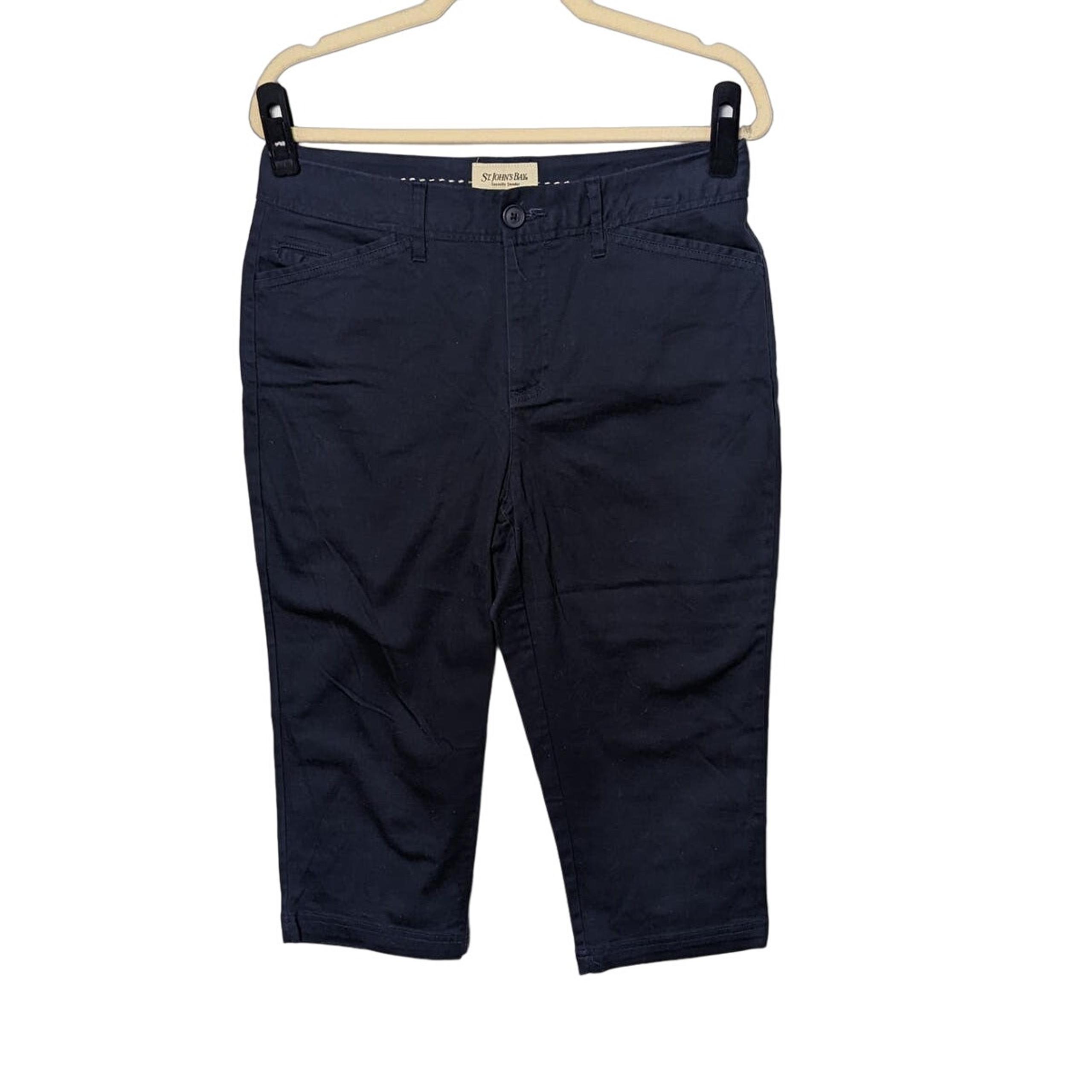 St. John's Bay Womens Secretly Slender Navy Blue Crop Pants Size 10