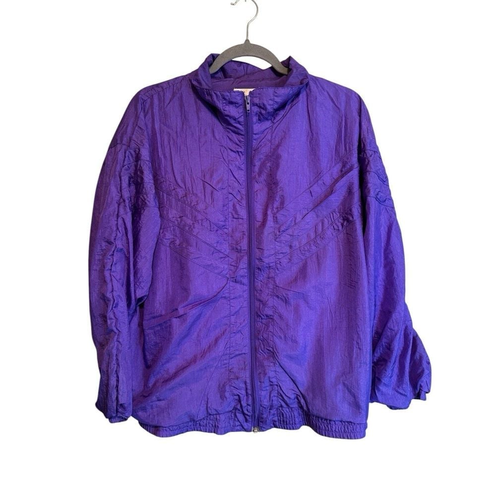Vintage Bocoo Jacket Womens Large Purple Windbreaker Retro Lined Nylon 90s *READ