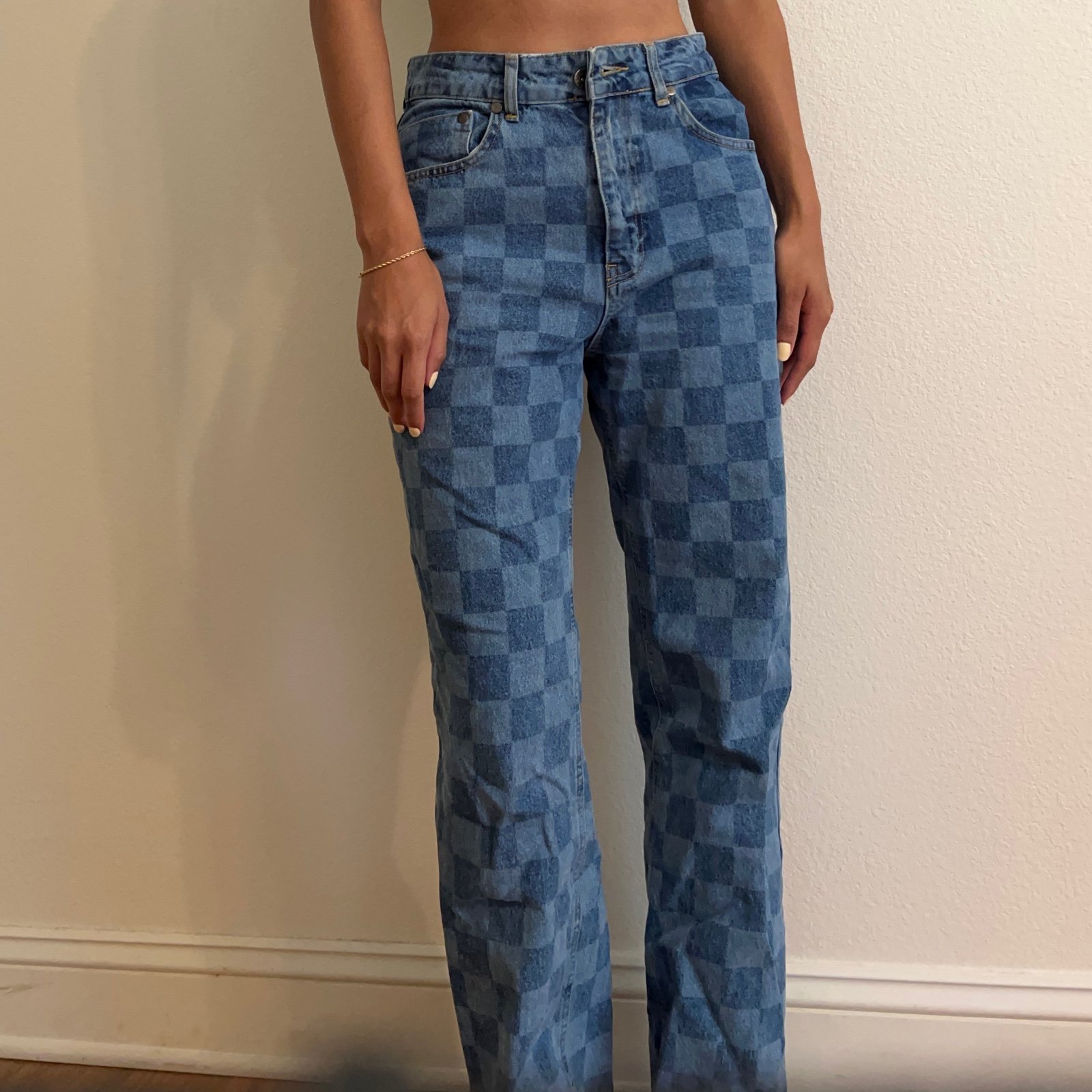 Ragged Priest Checkered Blue Jeans