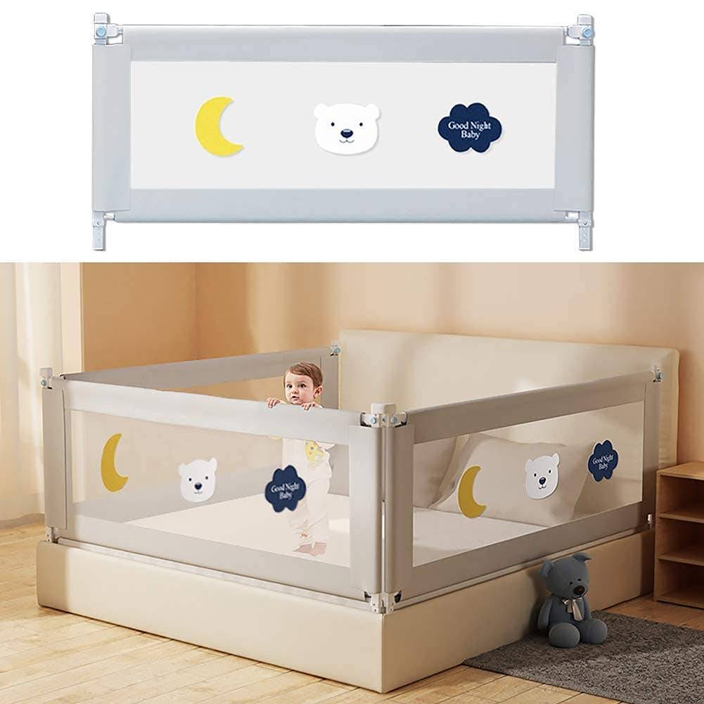Extra Long Baby Bed Rail Guard Lifting Vertically, 1 Side of Free-Tool Assembled
