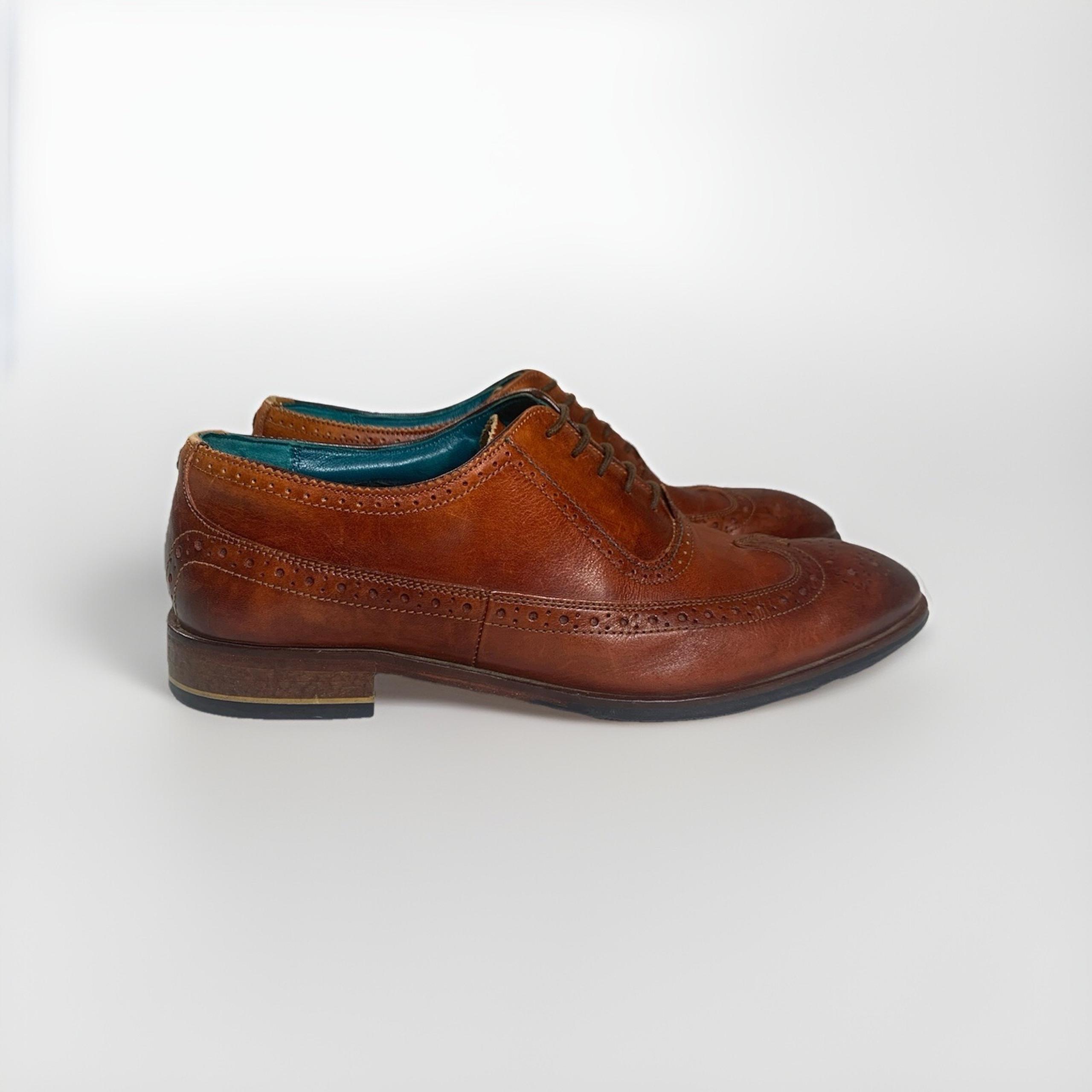 Ted Baker Brown Asonce Long Wing Lace Up Leather Oxford Shoes Men's US9 UK8 EU42
