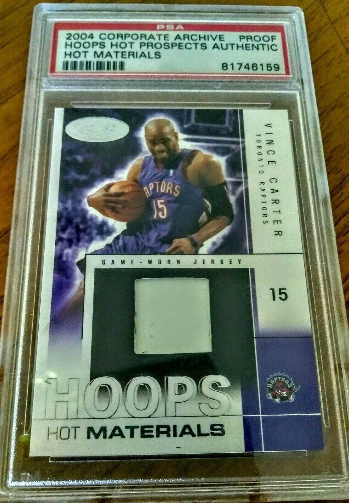 VINCE CARTER PROOF 2004 Corporate Archive Hoops Hot Prospects Authentic Material