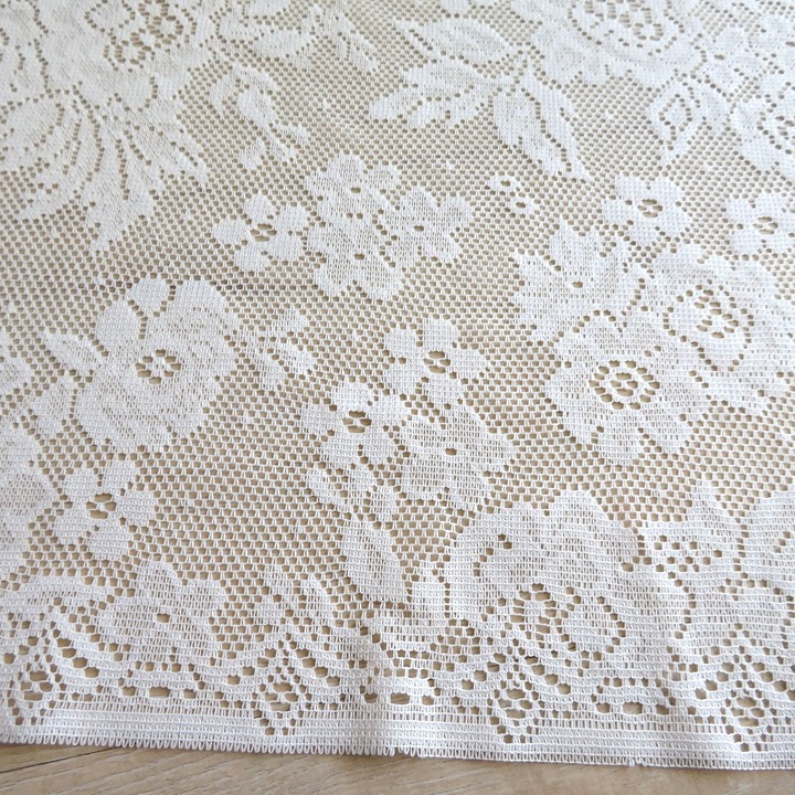 Vintage Sheer White Lace Curtain Panels 80 Inches Long Pair of 2 Floral USA Made