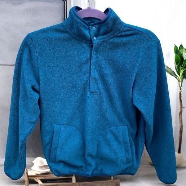 Kids Blue Teal Parks Project Snap Front Fleece/Jacket Medium EUC Unisex